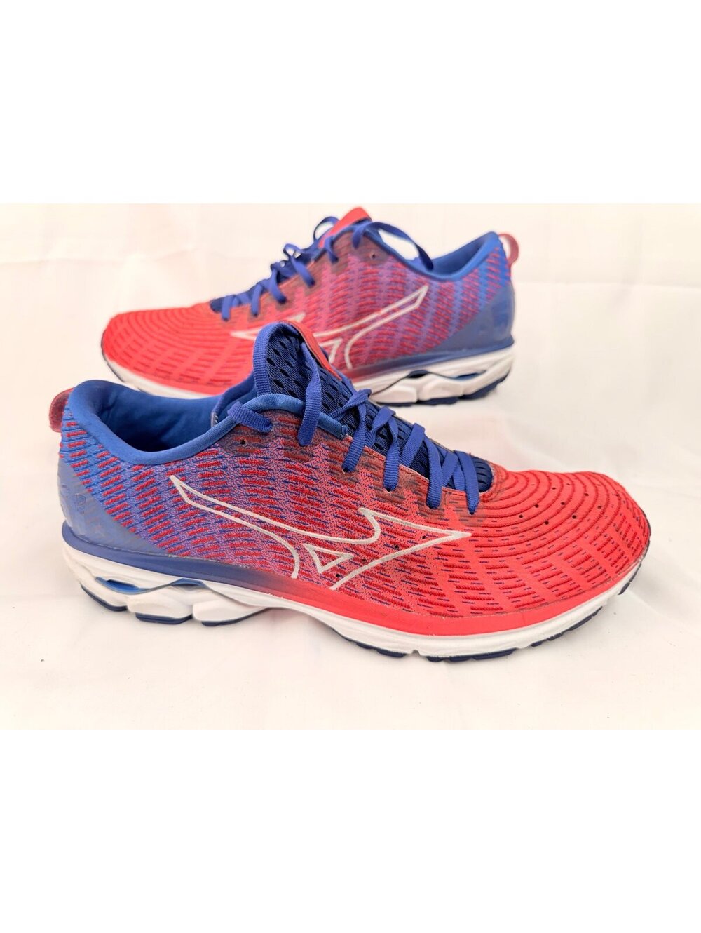 Mizuno Wave Rider 23 Womens Size 11.5 Red Blue Walking Running Shoes Sneakers